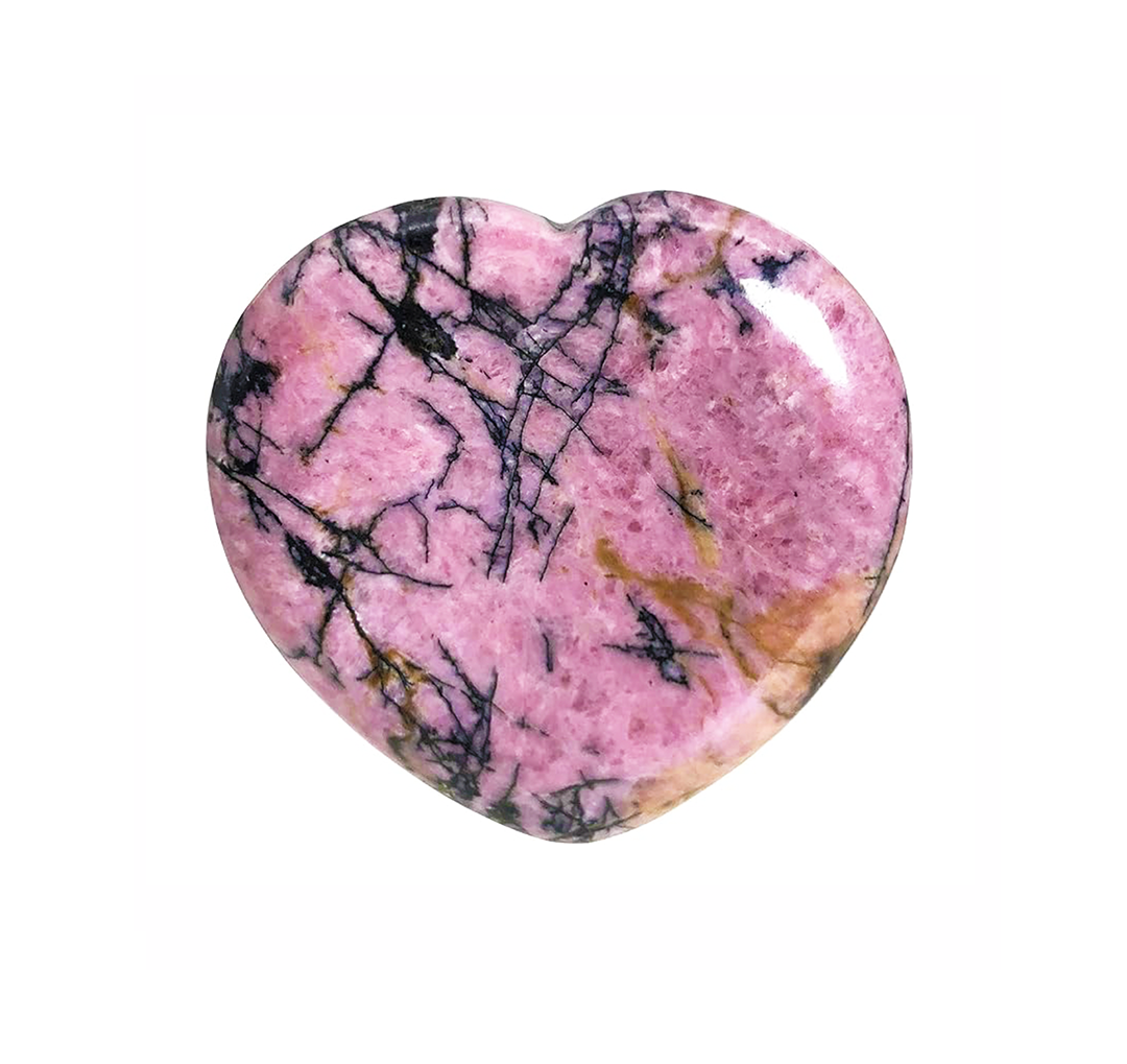 Ródónít hjartalaga steinn - Rhodonite (2x2 cm)